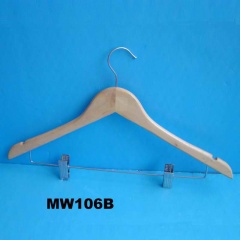 WOODEN CLOTHES HANGER with 2PCS PEGS style 2