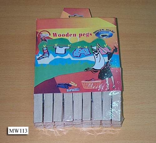 36PCS RUBBER WOODEN CLOTHES PEGS