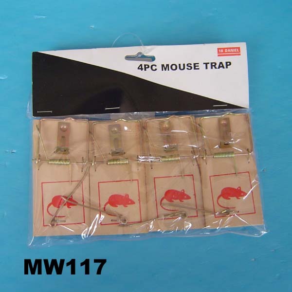 WOODEN 4PCS SMALL MOUSE TRAP PVC BAG PBH