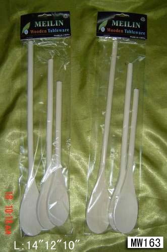 3PCS WOODEN SPOON in PVC BAG with HANG CARD 10in 12in 14in