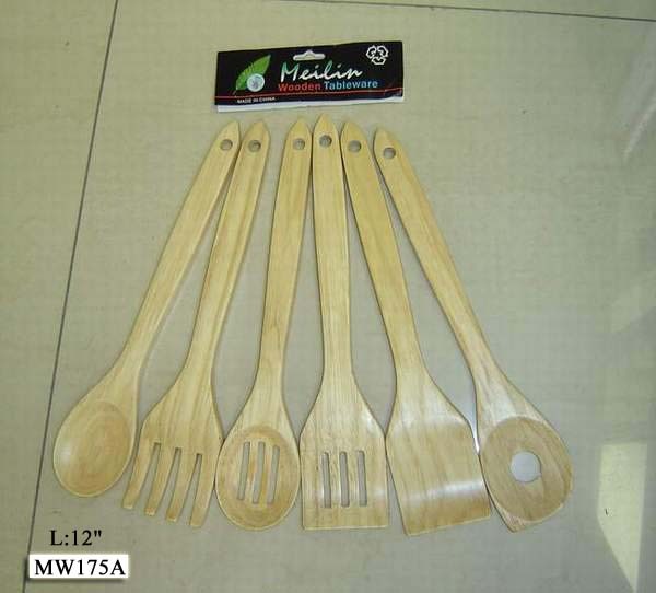 2259 12in WOODEN KITCHEN TOOL in PVC BAG with HANG CARD