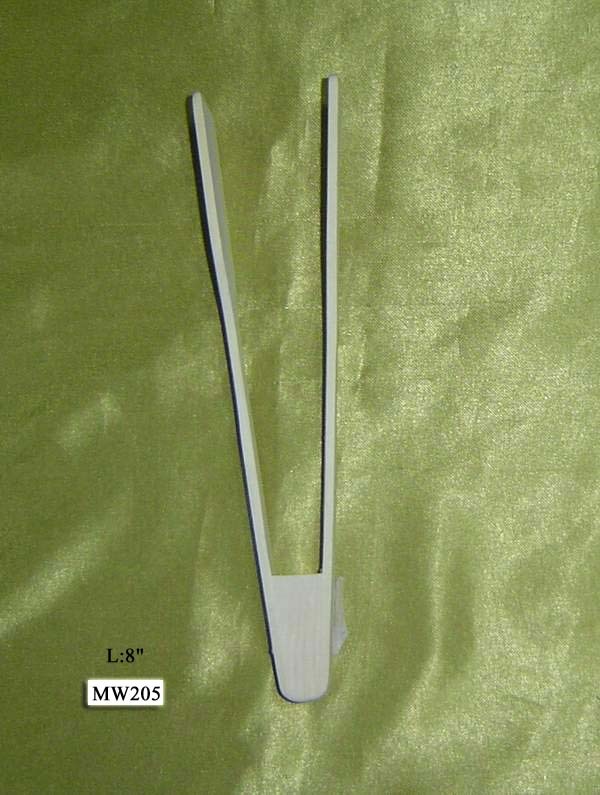 2298 8in WOODEN FOOD TONGS