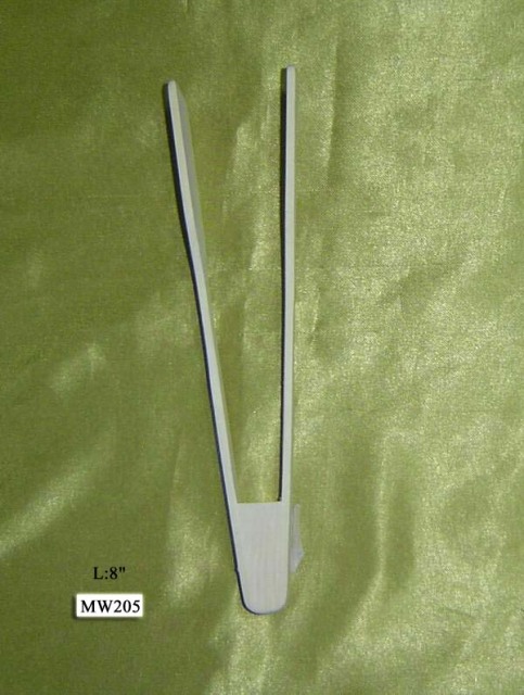 2298 8in WOODEN FOOD TONGS
