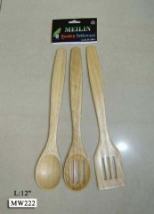2414 12in 3PCS WOODEN KITCHEN TOOL in PVC BAG with HANG CARD