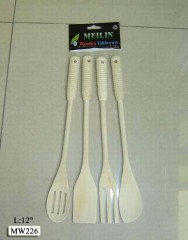 2011 4PCS 12in WOODEN KITCHEN TOOL in PVC BAG with HANG CARD