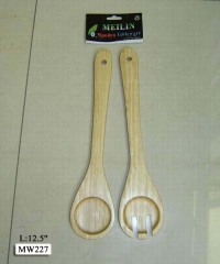 0518 12in 2PCS WOODEN CUTLERY SET in PVC BAG with HANG CARD