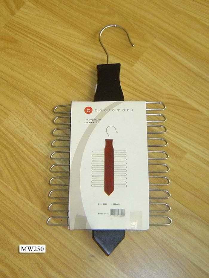 TIE RACK WOODEN with METAL with CARD