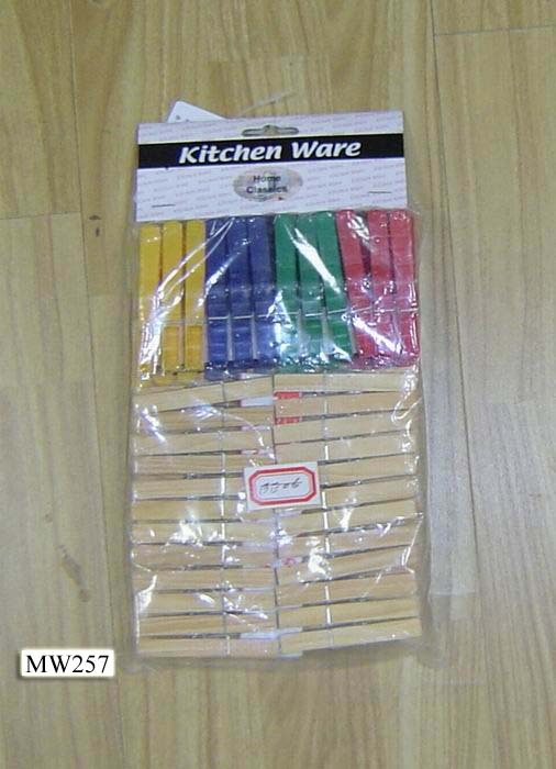 24PCS PLASTIC CLOTHES PEGS with 50PCS WOODEN CLOTHES PEGS style 2