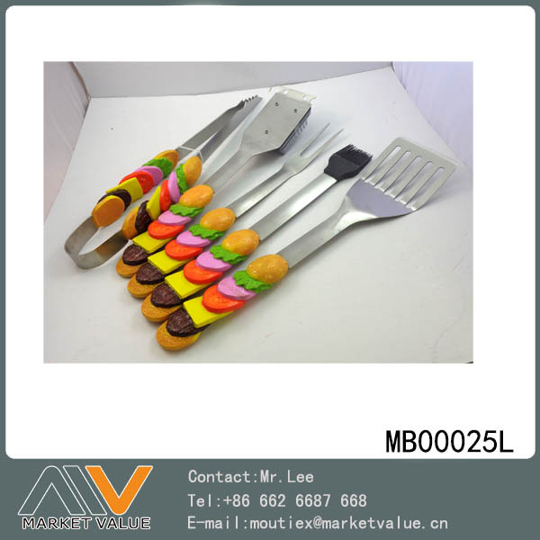 5PCS SS BBQ TOOLS with RESIN HandleHAMBURGER TC