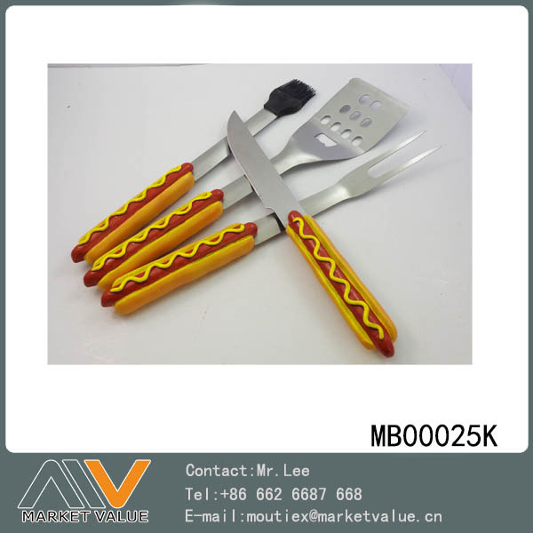 3PCS BBQ TOOLS with RESIN Handle HAM