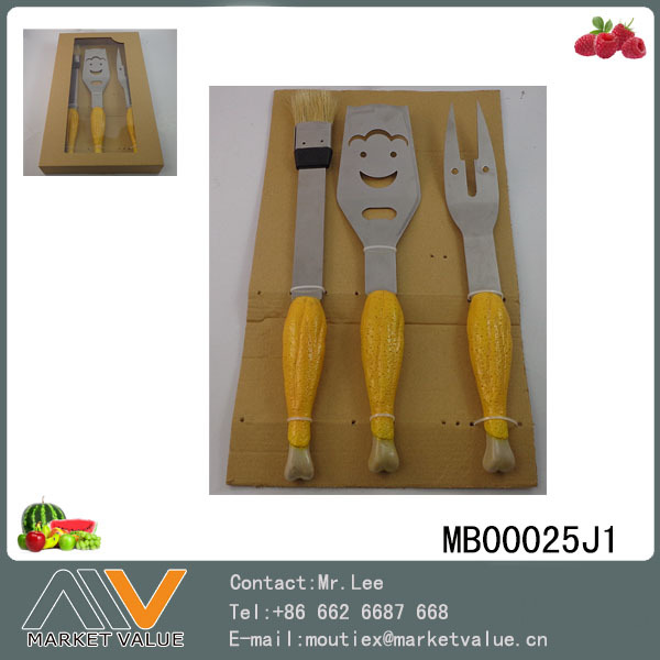 3PCS BBQ TOOLS with RESIN Handle CHICKEN style 2
