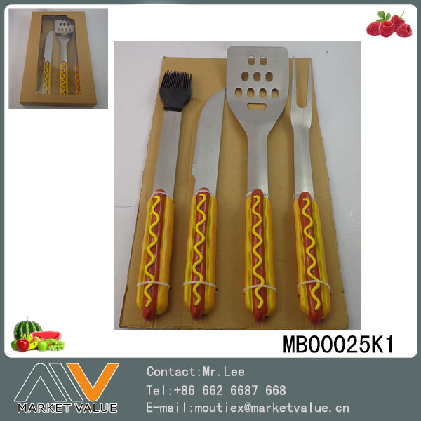 4PCS BBQ TOOLS with RESIN HandleHAM