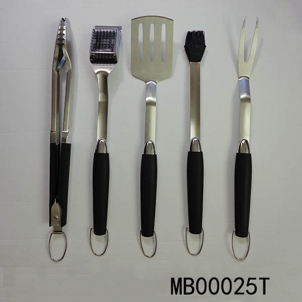 5PCS SS BBQ TOOLS PLASTIC Handle