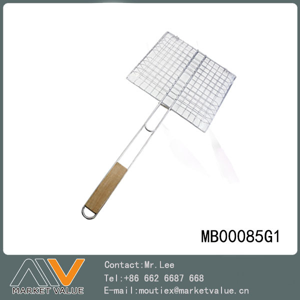 CHROME BBQ NET with WOODEN Handle SP