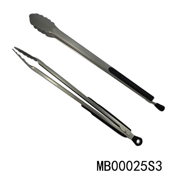 SS BBQ TOOLS PLASTIC Handle TONG style 2