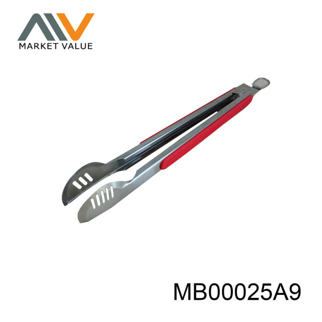 BBQ SS TONG with SILICA GEL Handle Hand TAG style 2