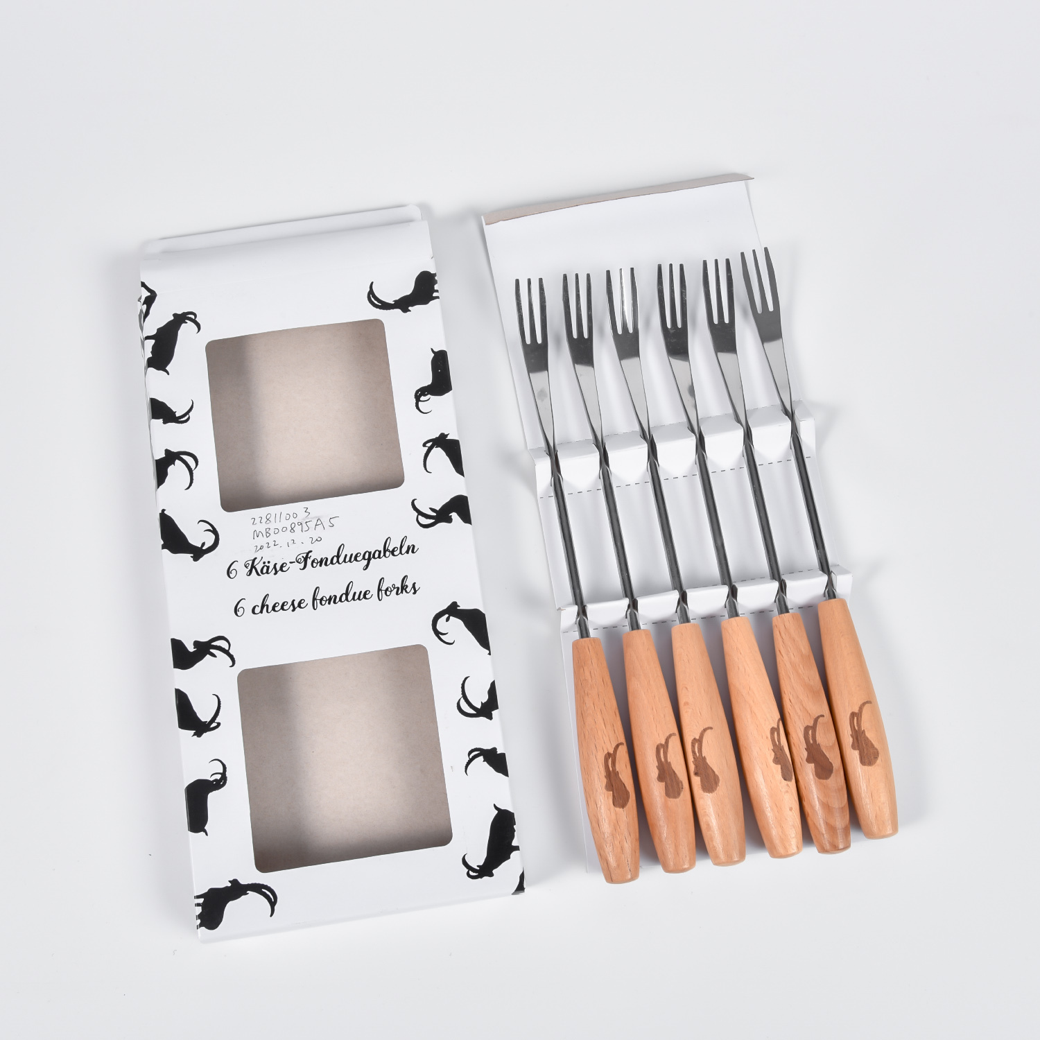6PCS FONDUE FORKS with WOOD Hand