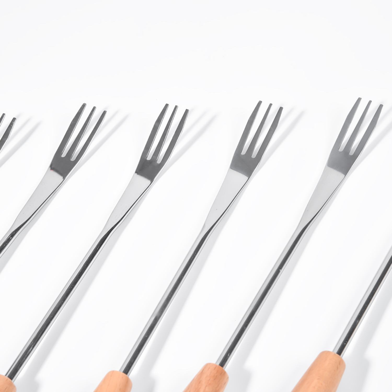 6PCS FONDUE FORKS with WOOD Hand