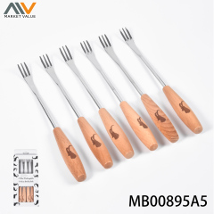 6PCS FONDUE FORKS with WOOD Hand
