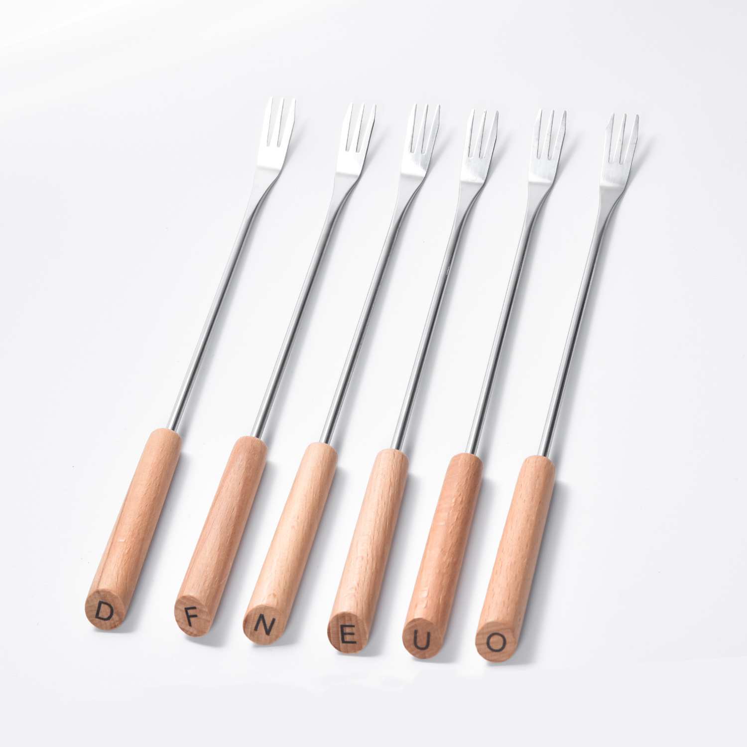 6PCS Fondue Forks with Wooden Handle
