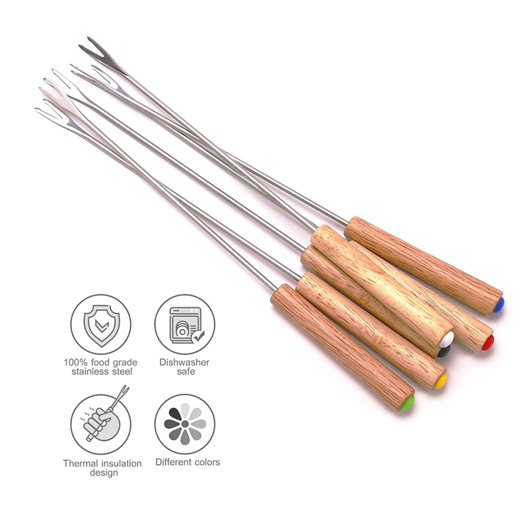 6PCS FONDUE FORKS with WOOD Handle