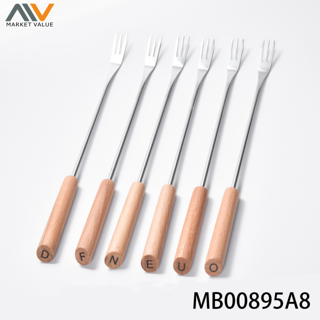 6PCS Fondue Forks with Wooden Handle
