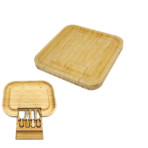 4PCS SS Cheese SET Bamboo Block