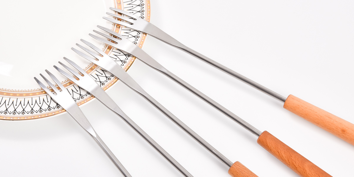 Stainless steel fondue forks