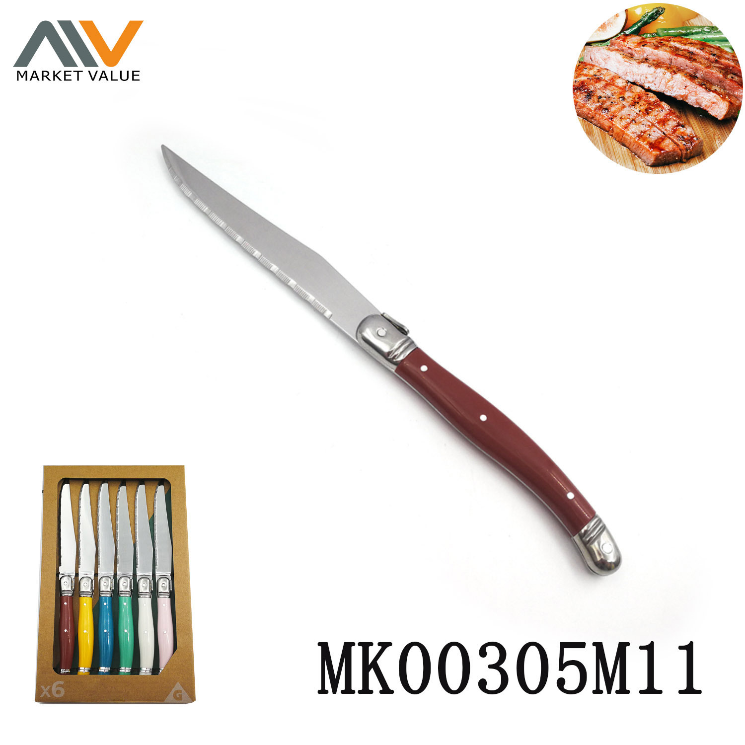 6PCS Steak Knife with ABS Handle in Window Box style 2