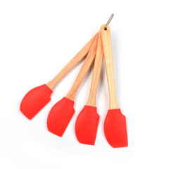 SETS OF 4PCS SILICONE SCRAPER with WOODEN Handle TC