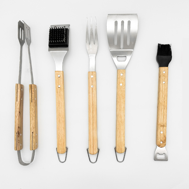 22PC STAINLESS STEEL BBQ TOOLS with WOOD Handle