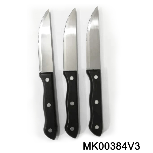 4.5in SETS OF 3PCS STEAK KNIFE with PP Handle IN BROWN BOX