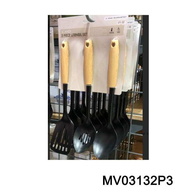 SETS OF 3PCS SILICONE UTENSILS with WOOD Handle TC
