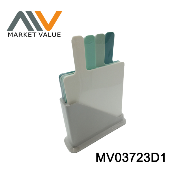 4Pc Plastic Cutting Board with Stand in Box