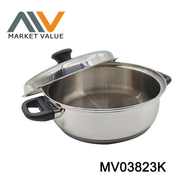 2 Handle 4QT S.S. stock Pot With Lid White Box
