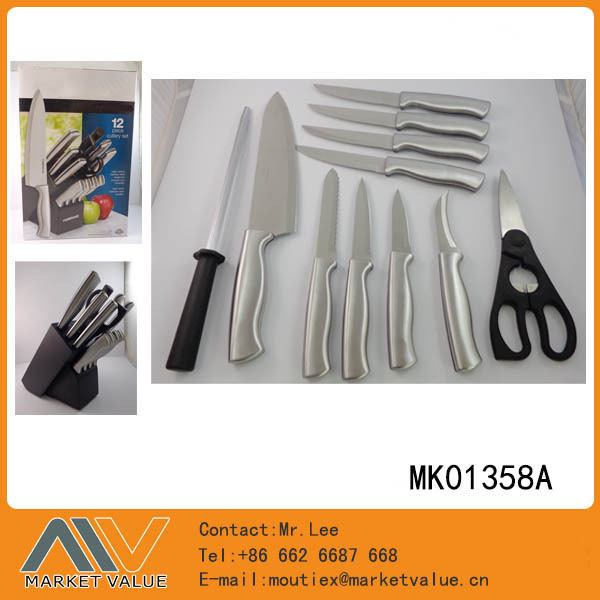 12PCS SS CUTLERY SET with WOODEN BLOCK in CB