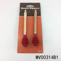 2PCS HONEY WHISK PEECH WOODEN Handle TC