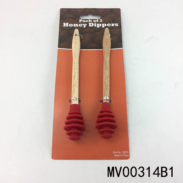 2PCS HONEY WHISK PEECH WOODEN Handle TC