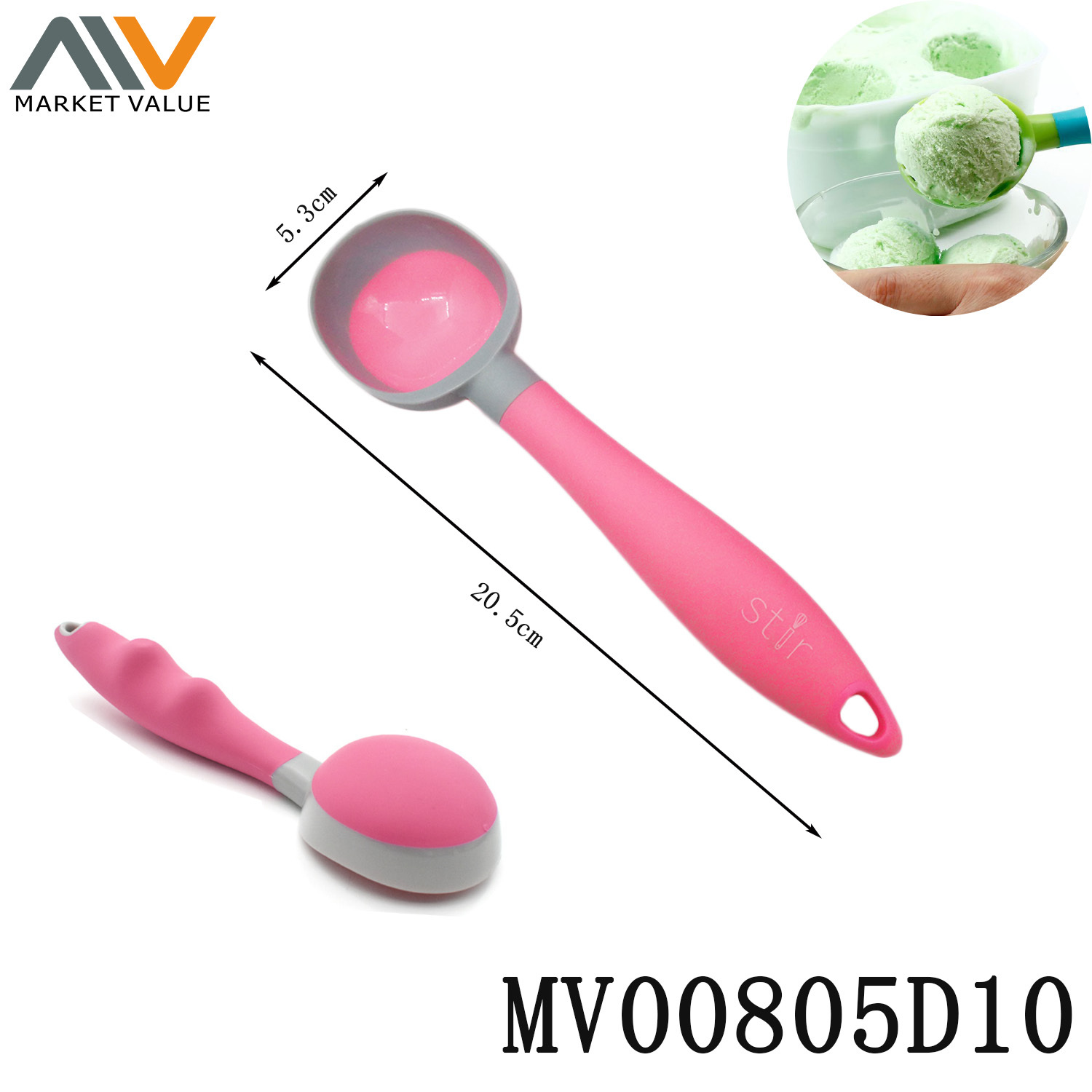 Silicone and Nylon Ice Cream Scoop with TPR Handle