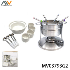 19 Piece SS 3 IN 1 Fondue Set