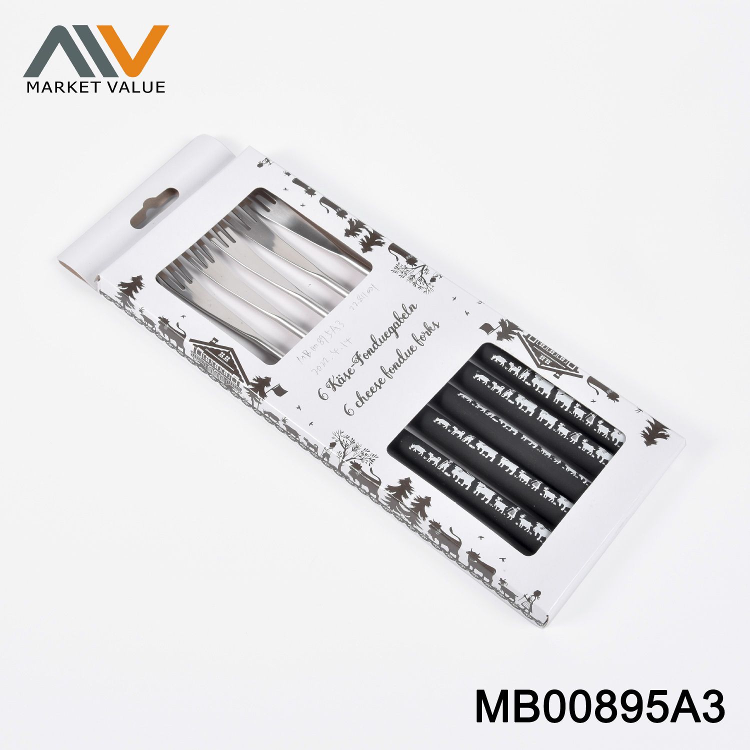 6PCS FONDUE FORKS with PP Hand in Window Box style 2