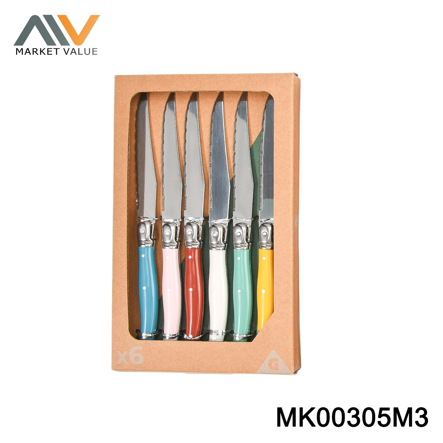 6PCS STEAK KNIFE with ABS Handle in Window Box style 3