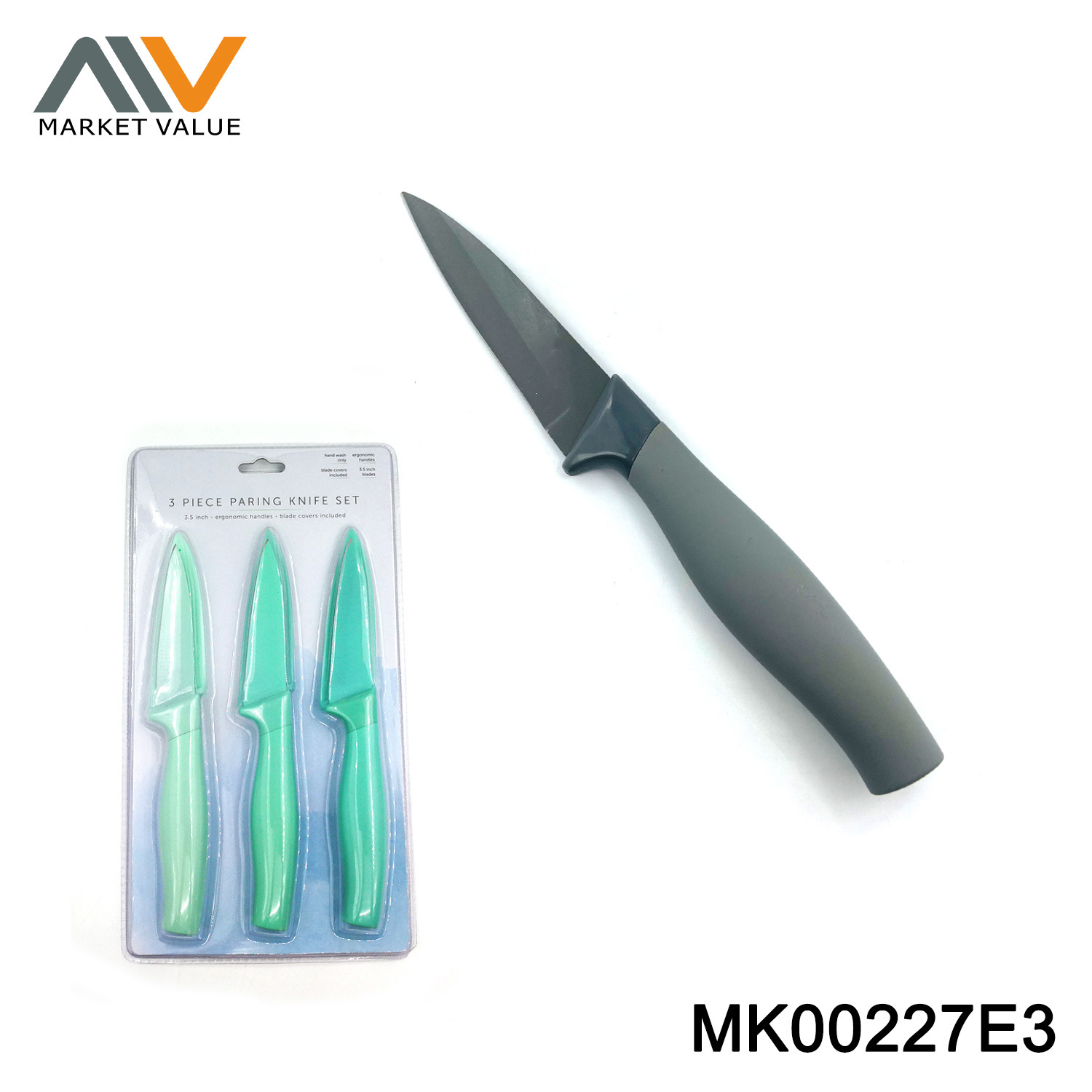 3PCS Fruit Knife with PP Handle TPR