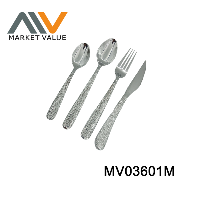 4PCS SS Tableware Set With Stone Pattern Handle