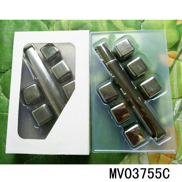 6PCS SQUARE ICE CUBE and FOOD TONG in PVC BOX