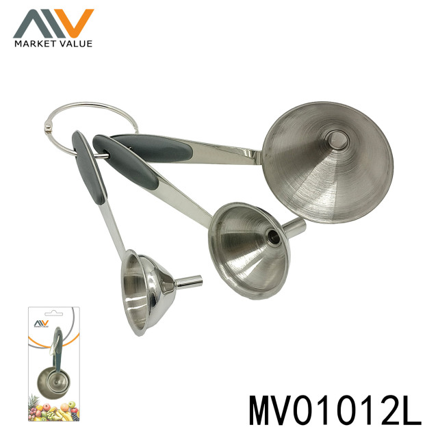 Sets Of 3 PCS SS Funnel With Silicone Handle