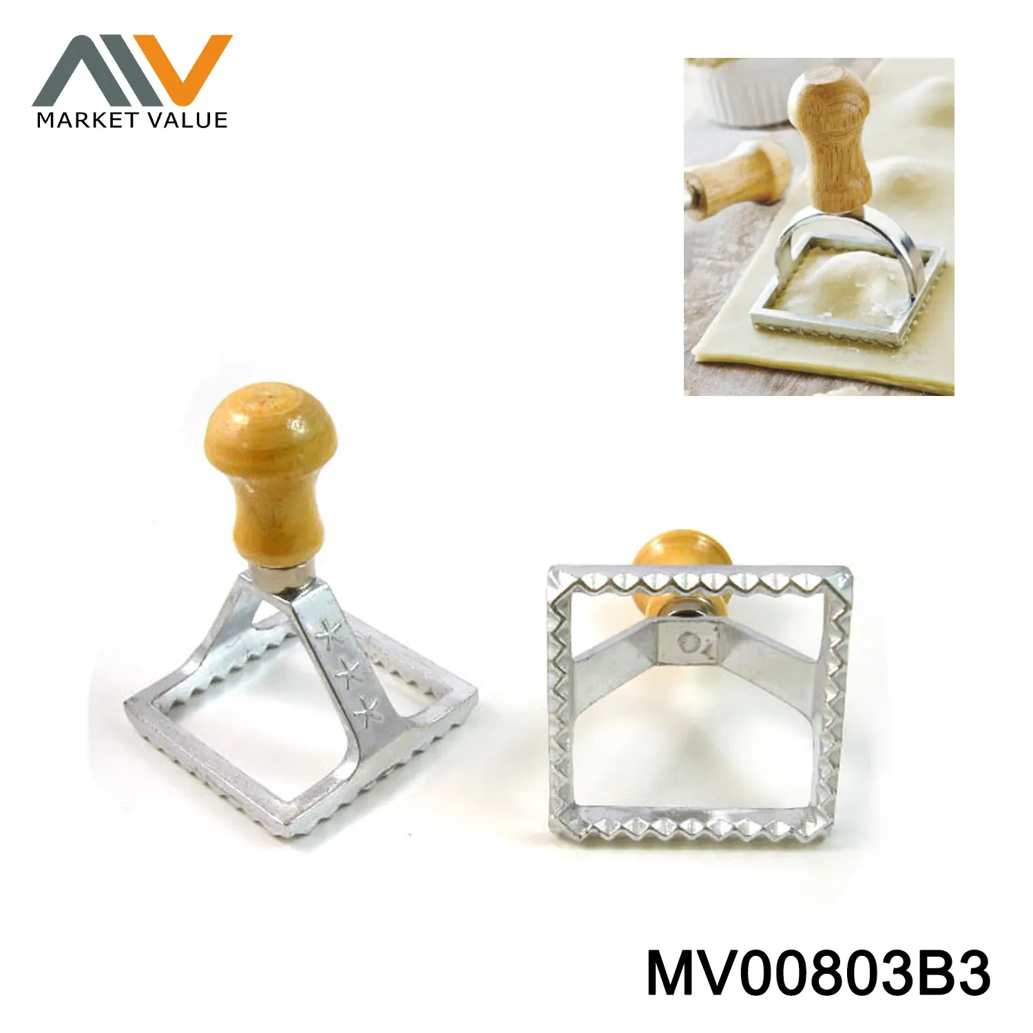 7CM CAST ALUMINUM DUMPLING MOULD WOODEN Handle