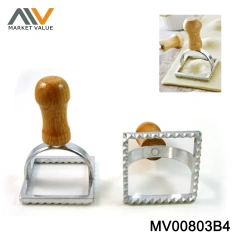 6.8CM CAST ALUMINUM DUMPLING MOULD WOODEN Handle