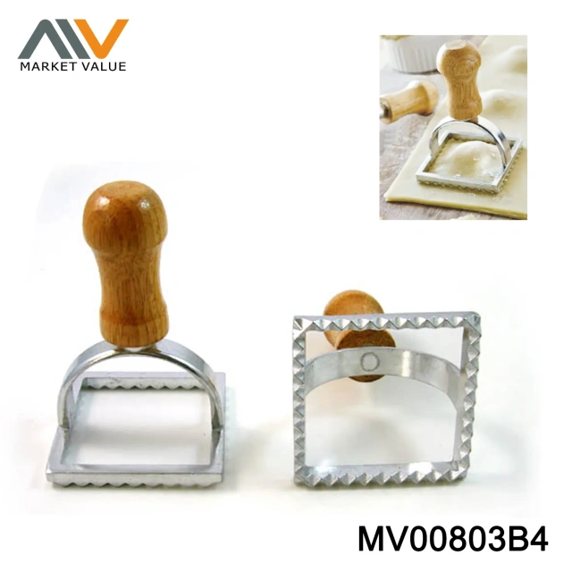 6.8CM CAST ALUMINUM DUMPLING MOULD WOODEN Handle