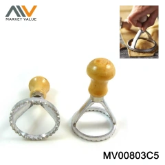 5.8CM CAST ALUMINUM DUMPLING MOULD WOODEN Handle